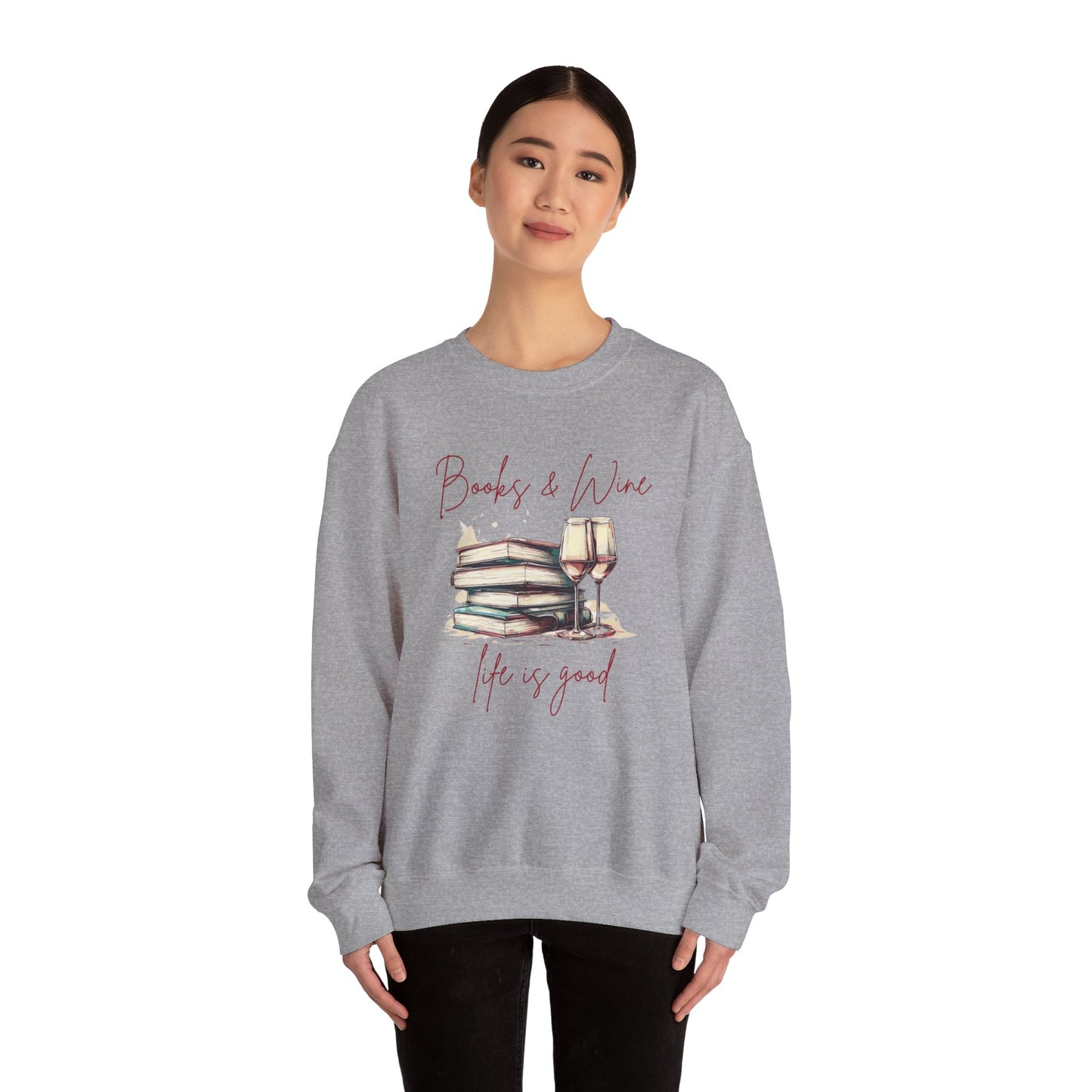 Books and Wine Life is Good Sweatshirt, Book Club Gifts, Book Lover Gift for Reader, Vintage Wine and Books Shirt, Gift for Friend