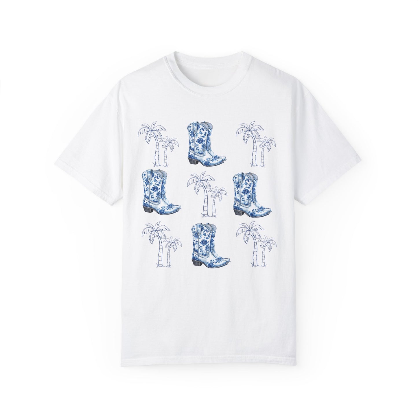 Coastal Cowgirl Comfort Colors Shirt, Chinoiserie Cowgirl Shirt, Palm Trees Beachy Cowgirl Shirt,
