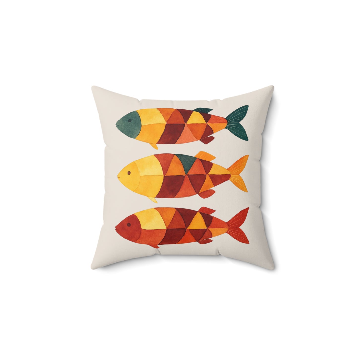 Vibrant Fish Pillow, Fisherman Aesthetic Home Decor, Vibrant Coastal Decor, Maine Lobster and Fish Decor