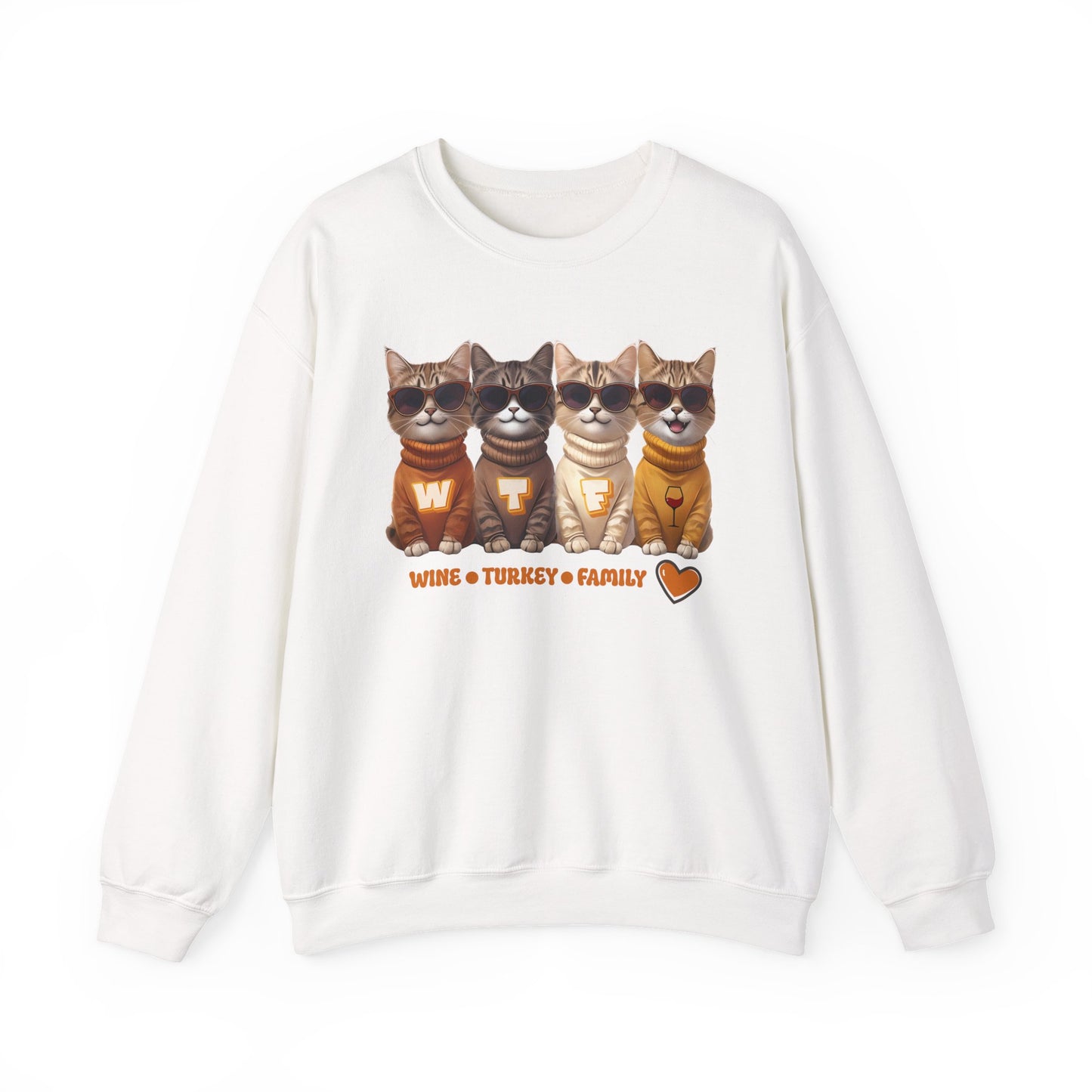 WTF Thanksgiving Sweatshirt, Wine Turkey Family Cat Sweatshirt, Funny Thanksgiving Shirt
