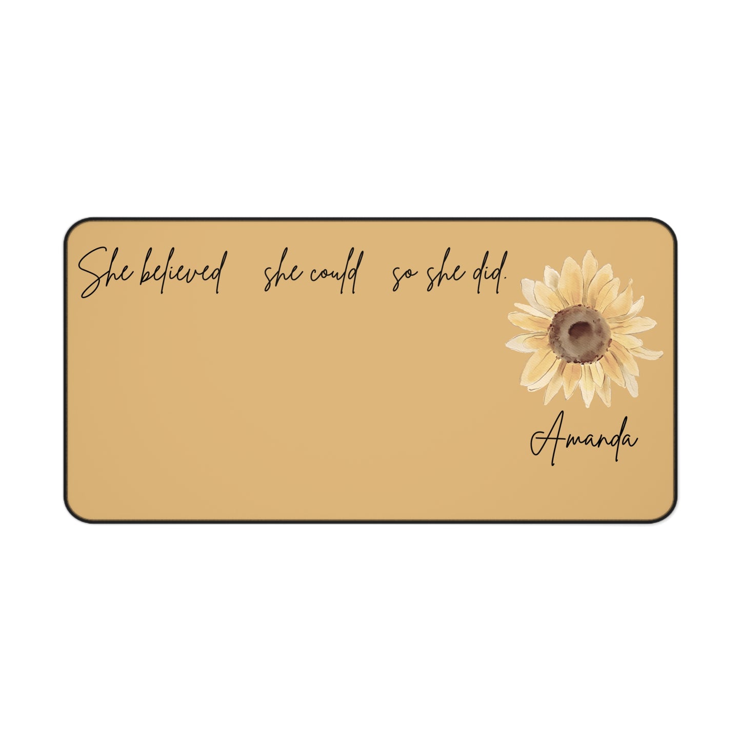 Gold Personalized Desk Pad, She Believed Desk Mat, Custom Inspirational Keyboard Pad, Entrepreneur Home Office Accessories Gifts for Women