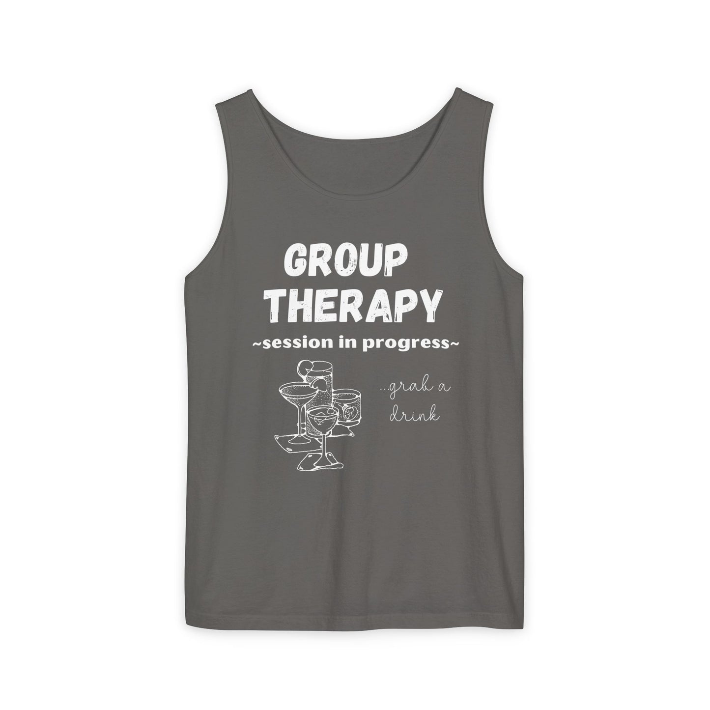 Tank Top Group Therapy Shirt Comfort Colors Day Drinking Camping Lake Summer Vibes