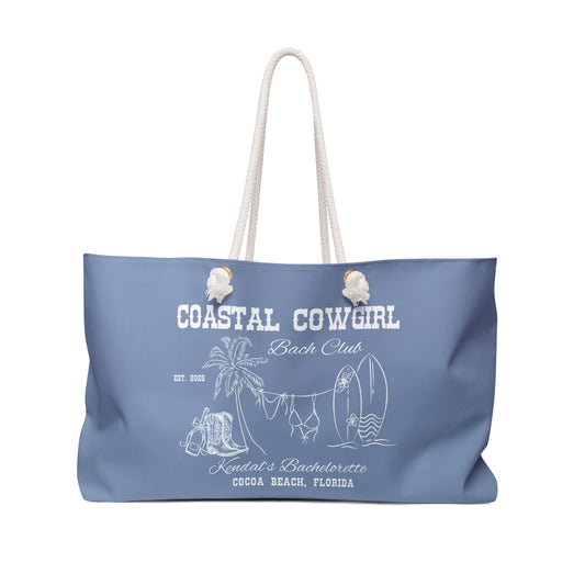 Blue jean Coastal Cowgirl Bachelorette Weekender Bag