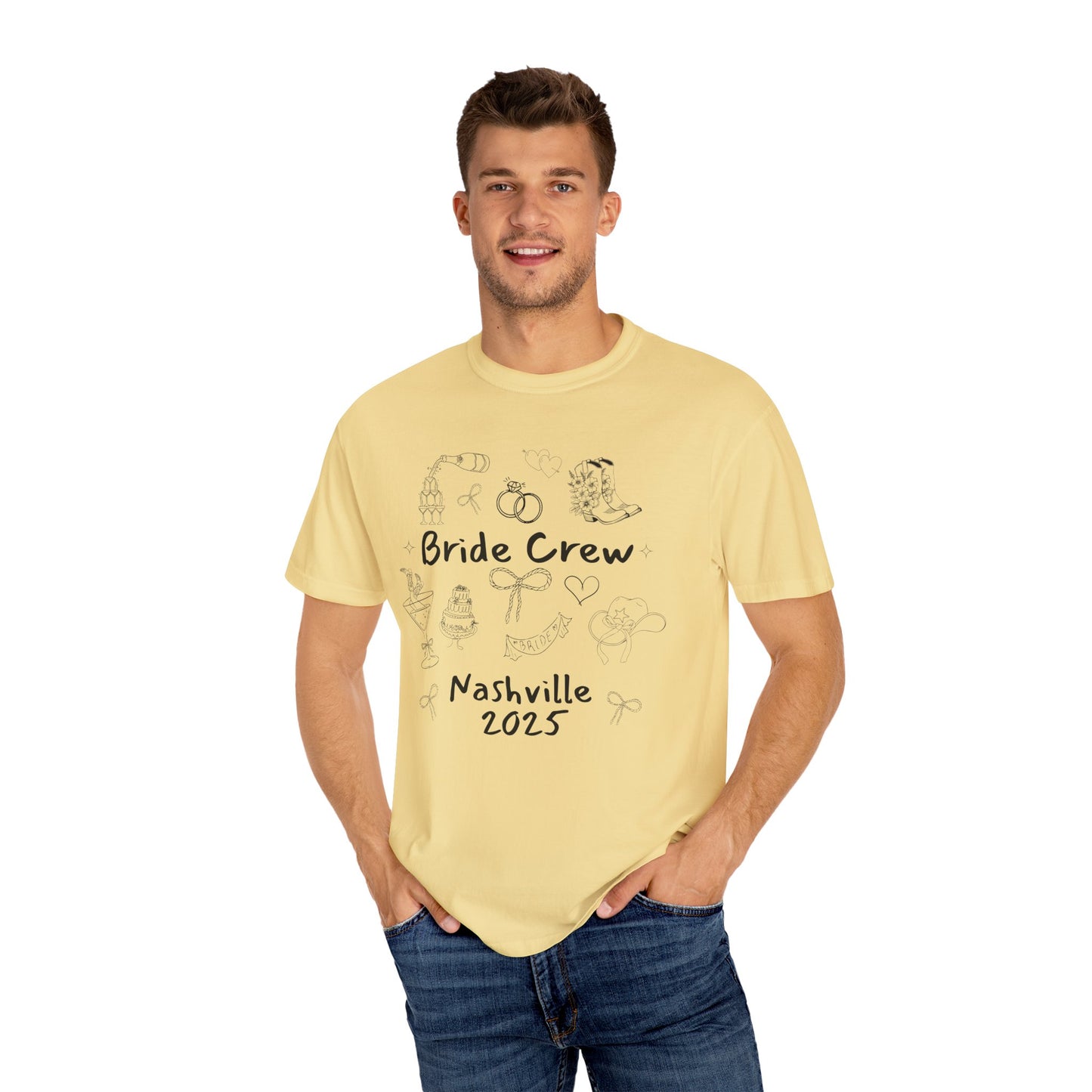 Nashville Bachelorette Doodle Shirts, Comfort Colors Cowgirl Bride and Bride Crew Shirts, Bachelorette Party Shirts, Bridesmaid Gifts