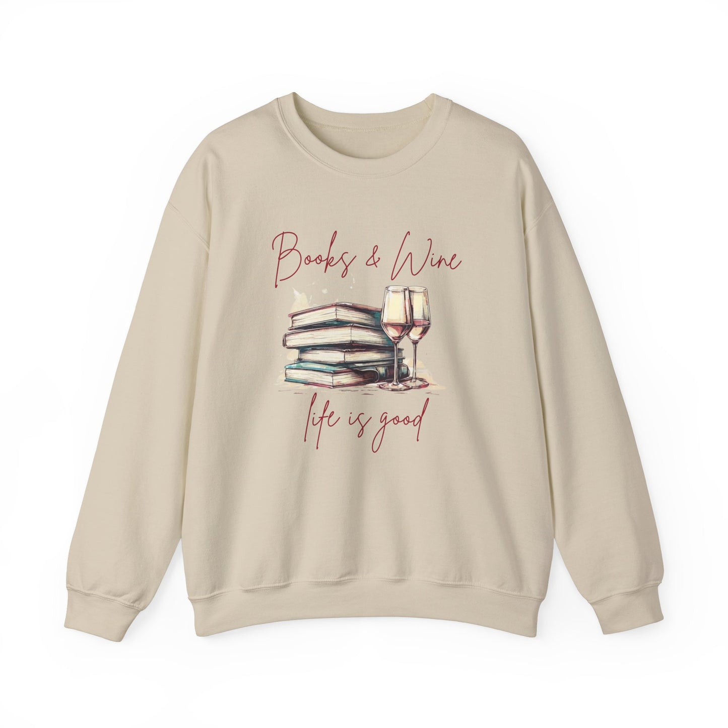 Books and Wine Life is Good Sweatshirt, Book Club Gifts, Book Lover Gift for Reader, Vintage Wine and Books Shirt, Gift for Friend